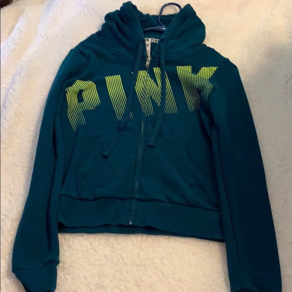 Pink zip up hoodie(teal)